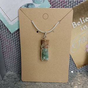 Glass bottle adventurine crystal necklace .